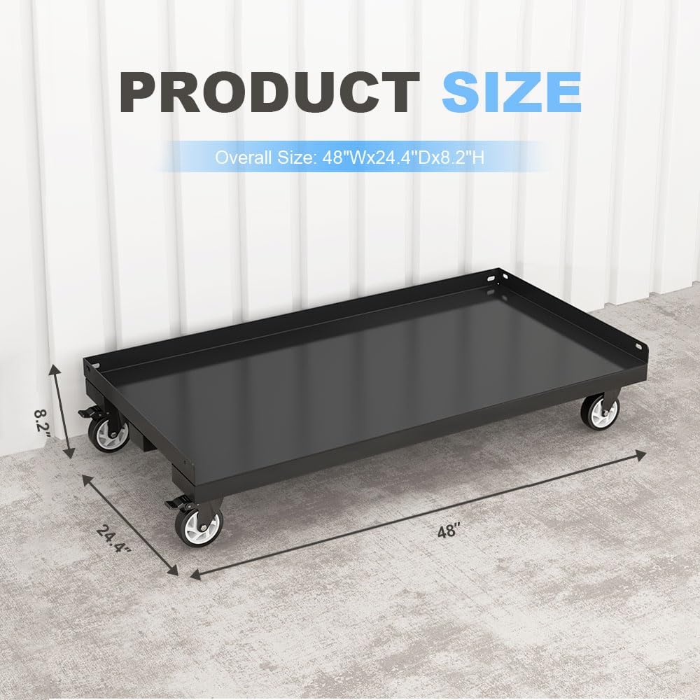 Yeeoy Rolling Vertical Rack Pedestal with Wheels, Heavy Duty Pipe Rack Cart, Mobile Platform Base Industrial Bar Cradle Cart for Warehouse Garage Workshop Transportation, Black