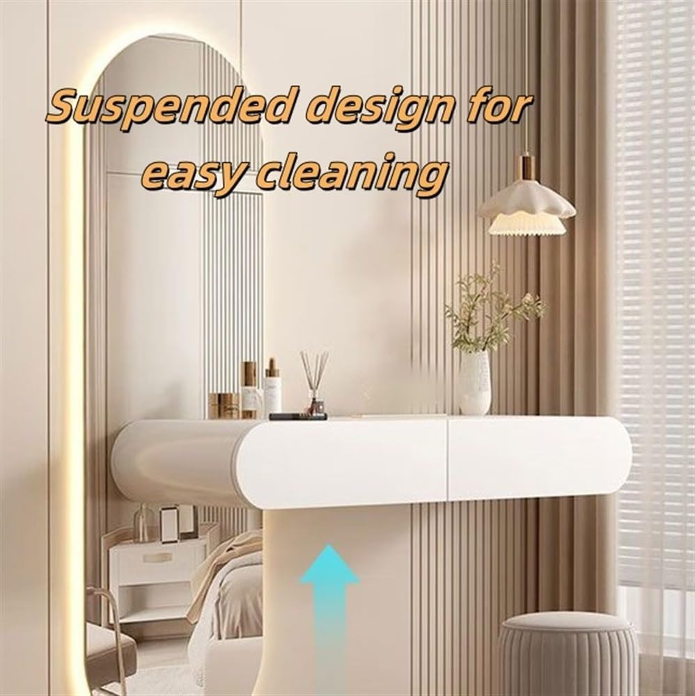 Floating Dressing Table with Drawers, Floating Vanity,Wall-Mounted Vanity Desk, Corner Desk for Bedroom, Bathroom, Hairdresser,L