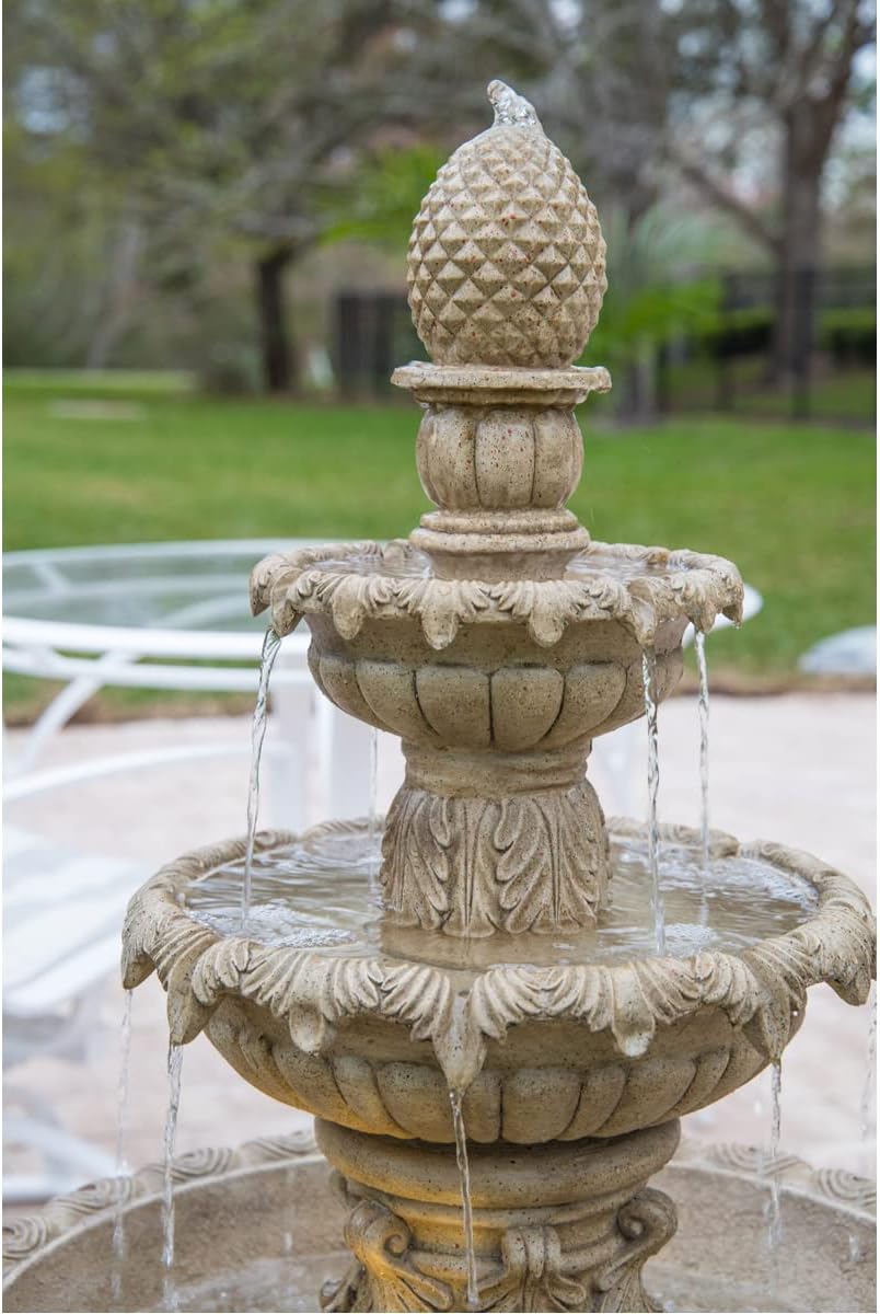 Kenroy Home Ibiza Classic Outdoor Floor Fountain, Sandstone, 45 Inch Height, 25.5 Inch Width, 25.5 Inch Depth