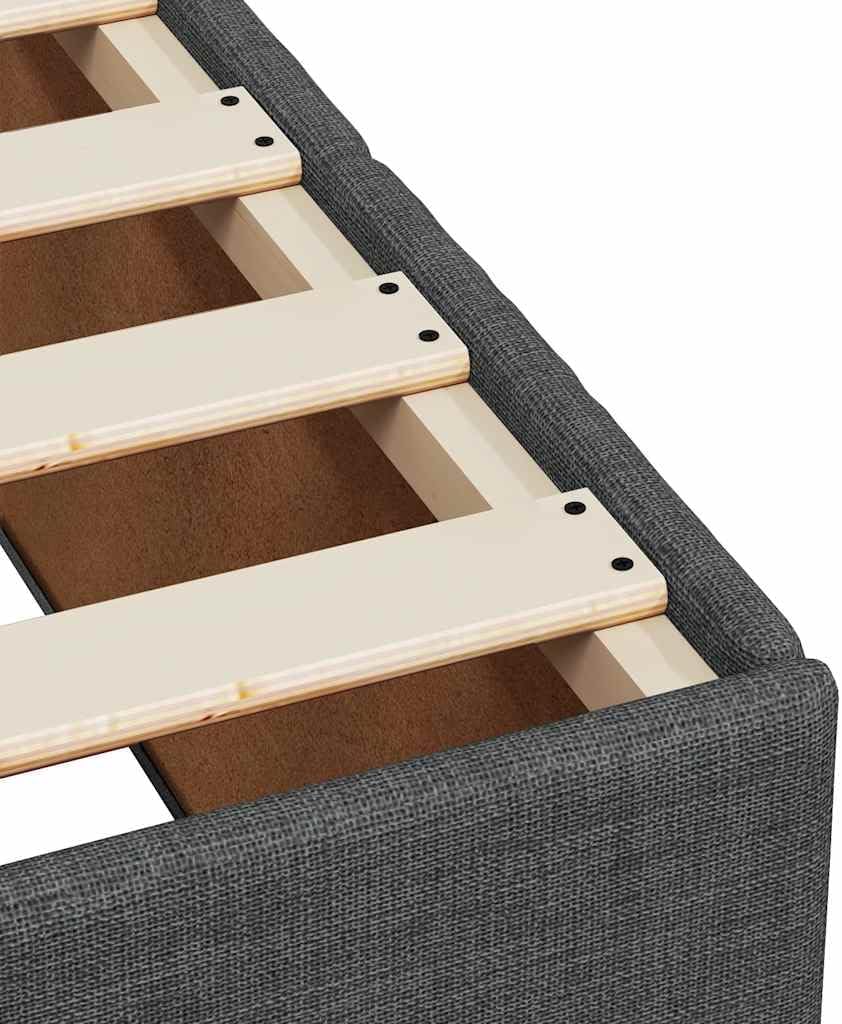Modern Twin Bed Frame with Dark Gray Polyester Upholstery, Engineered Wood and Plywood Construction for Sturdy Support, Breathable Fabric for Enhanced Comfort, Easy Assembly