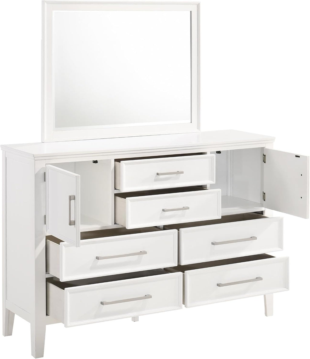 New Classic Andover 4-Piece Wood King Bedroom Set with Nightstand in White