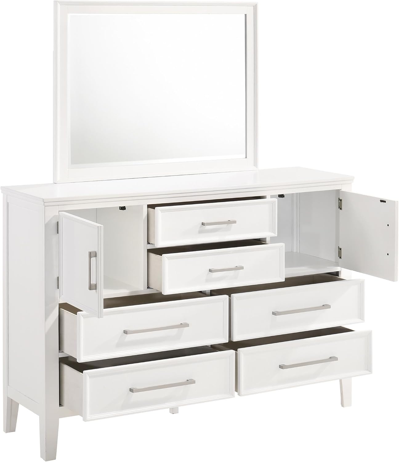 New Classic Andover 4-Piece Wood King Bedroom Set with Nightstand in White