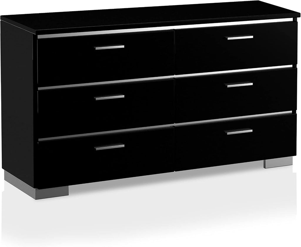 HOMES: Inside + Out Linsey Contemporary Wood 4-Piece King Bedroom Set, Box Spring Required, Black