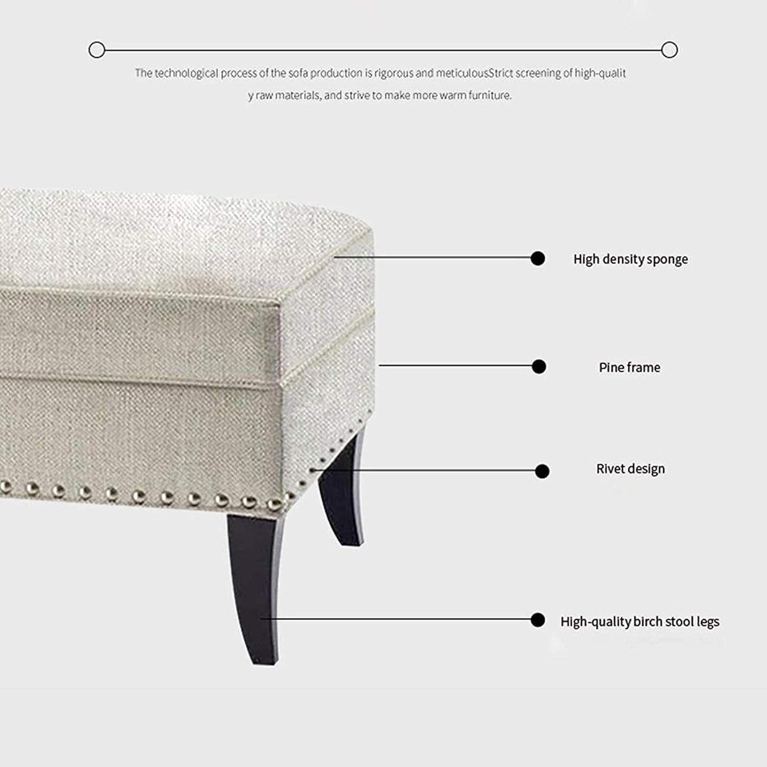BTZHY Vanity Chair,Foot Stool Ottoman Box Burlap Storage Ottomans Change Shoe Bench Bed End Stool Makeup Stool Seat Bench