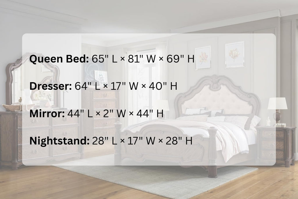 First of a Kind Nicole Traditional 4 Piece Queen Bedroom Set with Upholstered Tufted Headboard Elegant Classic Design Coordinated Furniture Collection