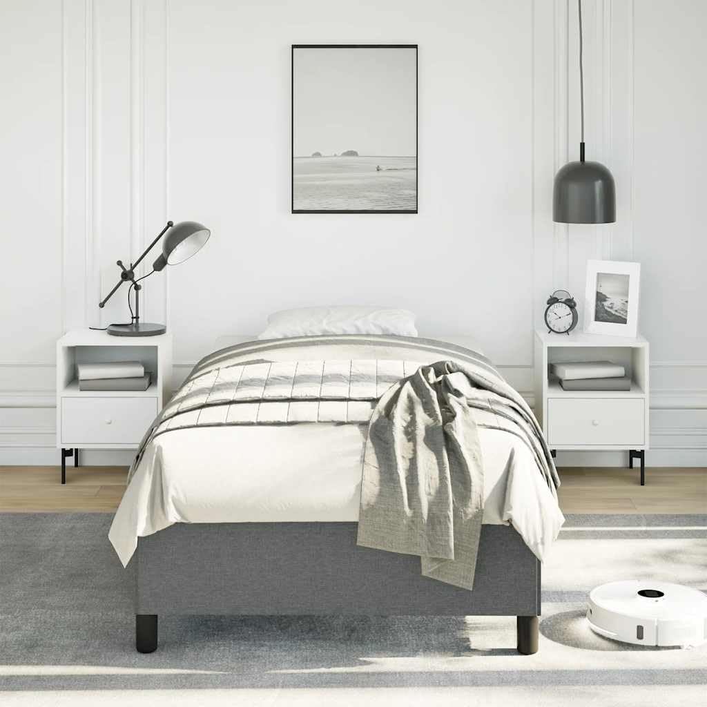 Twin Bed Frame Dark Gray Upholstered Platform Bed Frame with Slatted Base No Box Spring Needed Sturdy Fabric Bedframe for Bedroom Furniture
