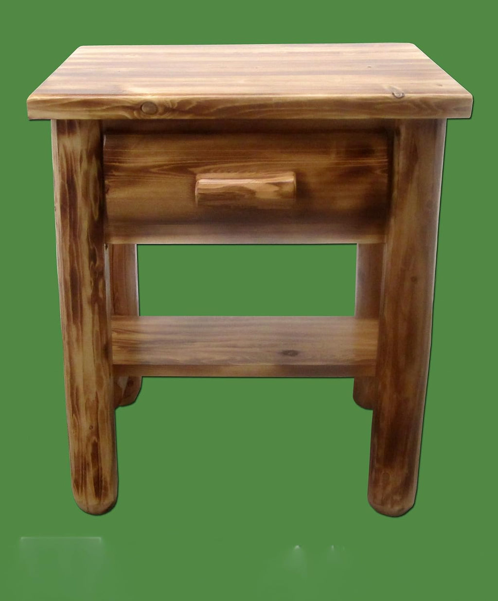 Log Bedroom Set - 5pc Torched Cedar/Amish Handcrafted / 100% Solid Wood/Dovetail/Double Log Side Rail Bed/King Size