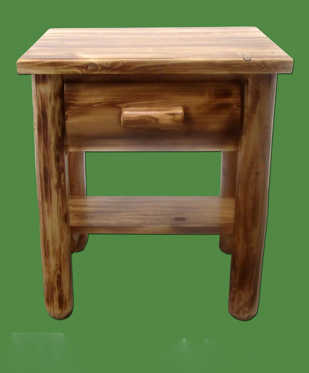 Log Bedroom Set - 5pc Torched Cedar/Amish Handcrafted / 100% Solid Wood/Dovetail/Double Log Side Rail Bed/King Size