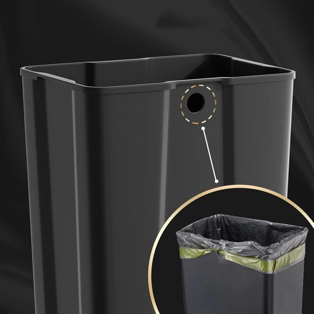 Stylish Modern Luxury Stainless Steel Trash Can with Soft Close Lid Step Pedal and Inner Bucket Ideal for Home Office and Bathroom Large Size Brown Leather Outer Layer