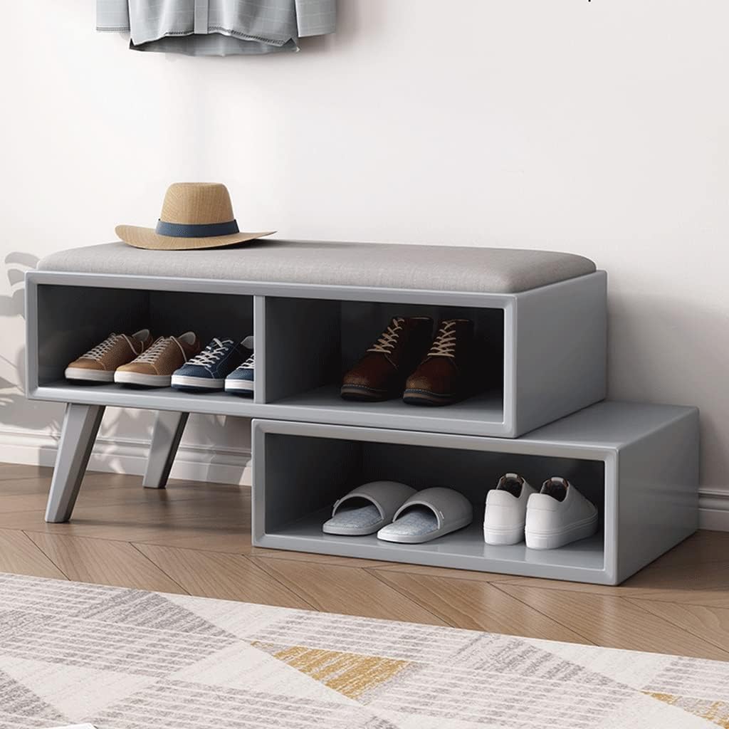 Double Layer Shoe Rack Bench – Creative Entryway Storage Stool for Living Room Porch Corner Corridor – Stylish Shoe Changing Bench for Shoes nization (B)