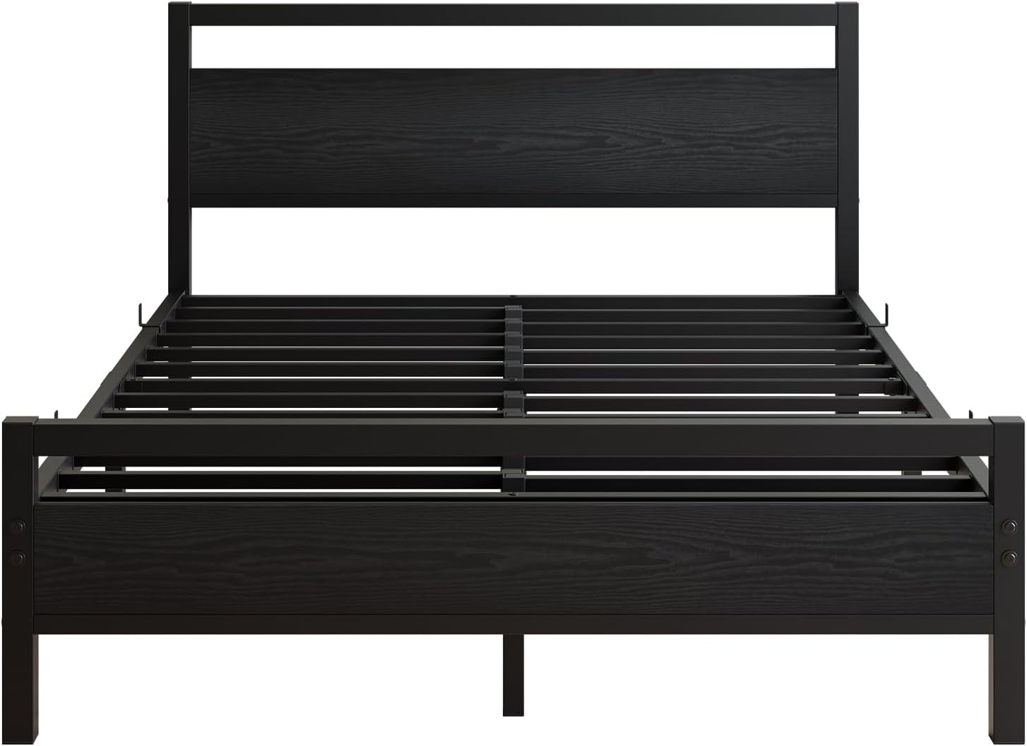 BOFENG Full Size Bed Frame with Wood Headboard,Heavy Duty Platform Bed Frame Full with Storage No Box Spring Needed,Reinforced Steel Slats Support,Mattress Foundation,Black