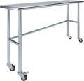 AmGood Stainless Steel Work Table Open Base & Wheels | Work Station | Metal Work Bench (Stainless Steel Work Table Open Base + Casters, 72' Long x 18' Deep)