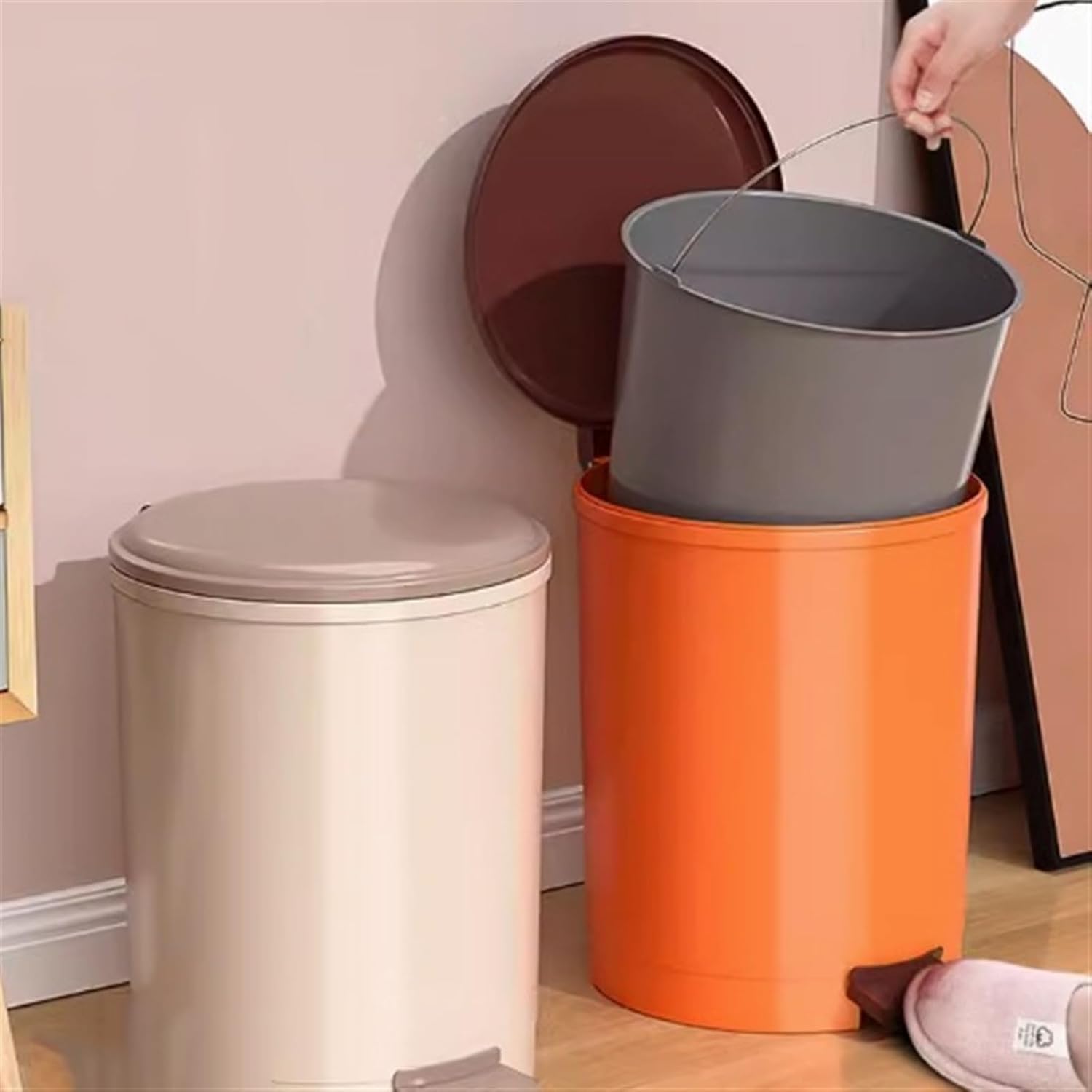 13L Round Touchless Smart Trash Can with Lid for Home Hands Free Operation Odor Control Blue Ideal for Living Room Bedroom Bathroom and Kitchen