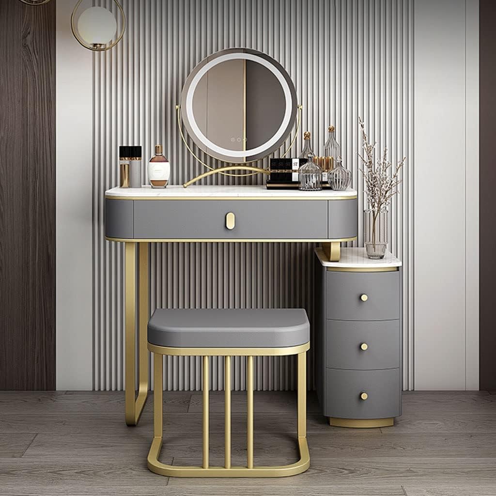 Vanity Benches Vanity Table Set Slate Bedside Table Integrated Dressing Table Bedroom Modern Small Dressing Table Dresser with Drawers (Color : A)