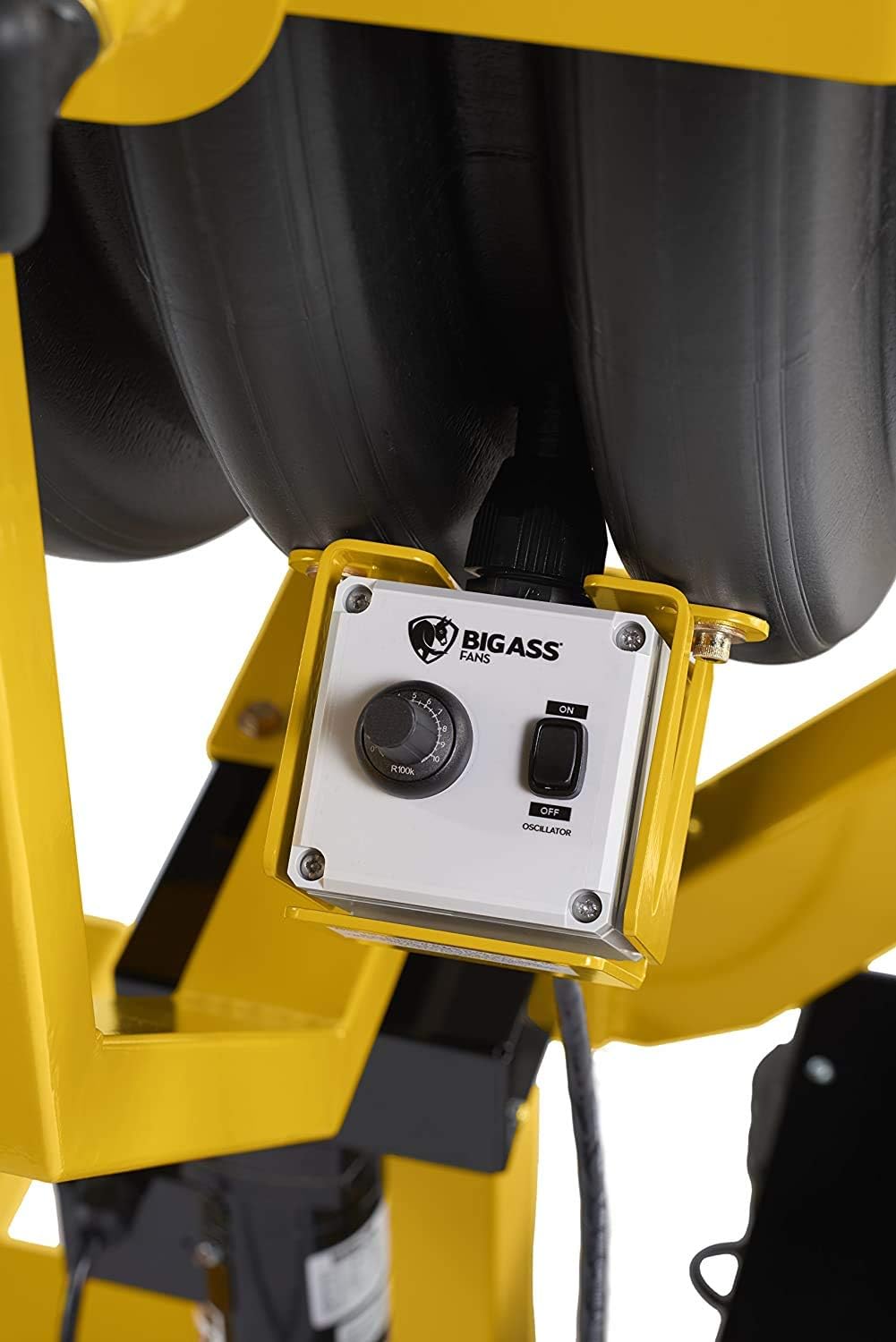 Big Ass Fans - Yellow Jacket, 30' Indoor/Outdoor Mobile Fan, Portable Base Included with 18 inch Pedestal, Onboard Variable Speed Control, Yellow and Black