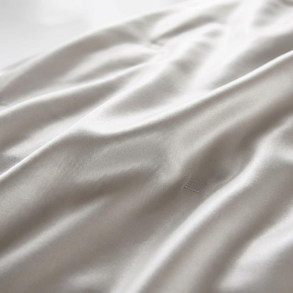 Michael Amini Messina Gray 4-Piece King Quilt Set with 100% Polyester Sateen Face and Back, Soft Durable Fabric, Wrinkle-Reducing Bedding for Elegant Bedroom Comfort