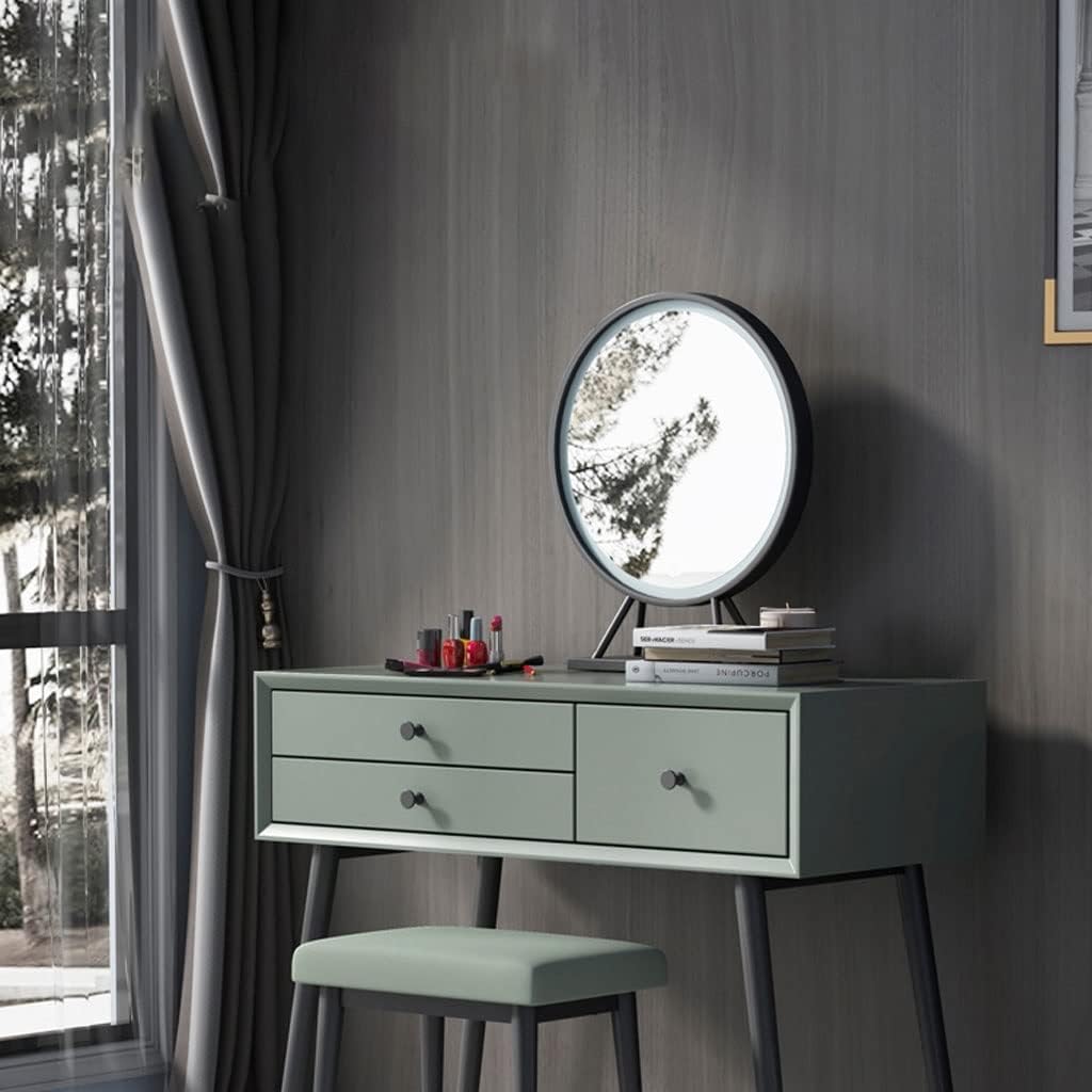 Vanity Benches Dresser Bedroom Modern Minimalist Dressing Table Small Apartment Dressing Table with Three Drawers, Stool and Mirror (Color : A)