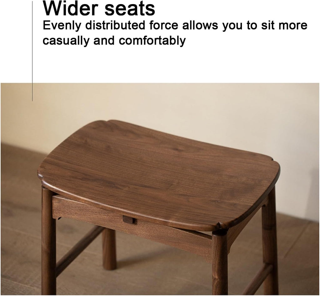 Solid Wood Vanity Chair, Bedroom Vanity Stool, Mortise and Tenon Structure, Rounded Corners, Widened Seat, Simple Shape, Multifunctional,Beige-One Size