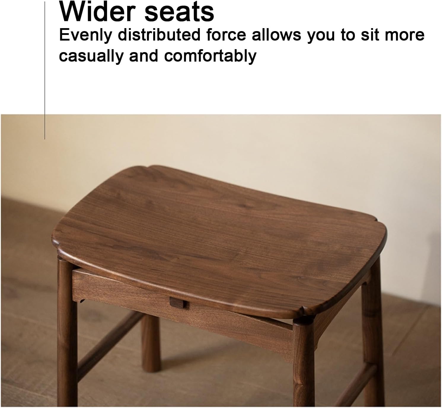 Solid Wood Vanity Chair, Bedroom Vanity Stool, Mortise and Tenon Structure, Rounded Corners, Widened Seat, Simple Shape, Multifunctional,Beige-One Size