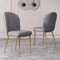 2PCS Back Chair Modern Dining Room Chair Padded Kitchen Chair Armless Leisure Reception Chairs with Gold Legs,Vanity Chair Corner Chairs,Dark Grey