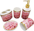 Vanity Bathroom Decor, European Style 4-Piece Ceramic Bathroom Accessory Set with Pink Creative Bath Set Ornament for Wedding Gift Housewarming Gift
