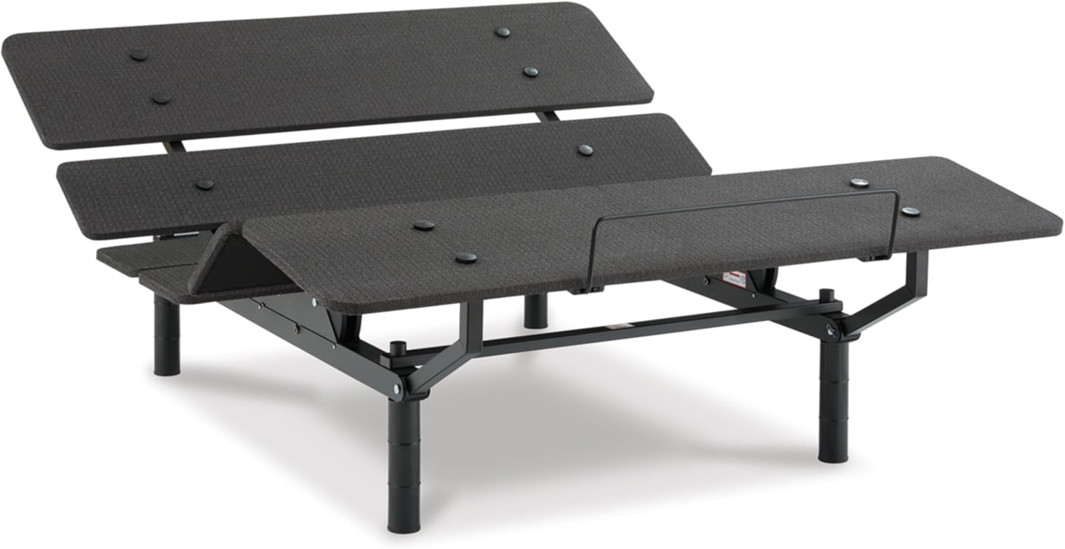 Signature Design by Ashley Cosmic Power Base Traditional King Adjustable Base with Head and Foot Incline, Wireless Remote and USB Ports, Black