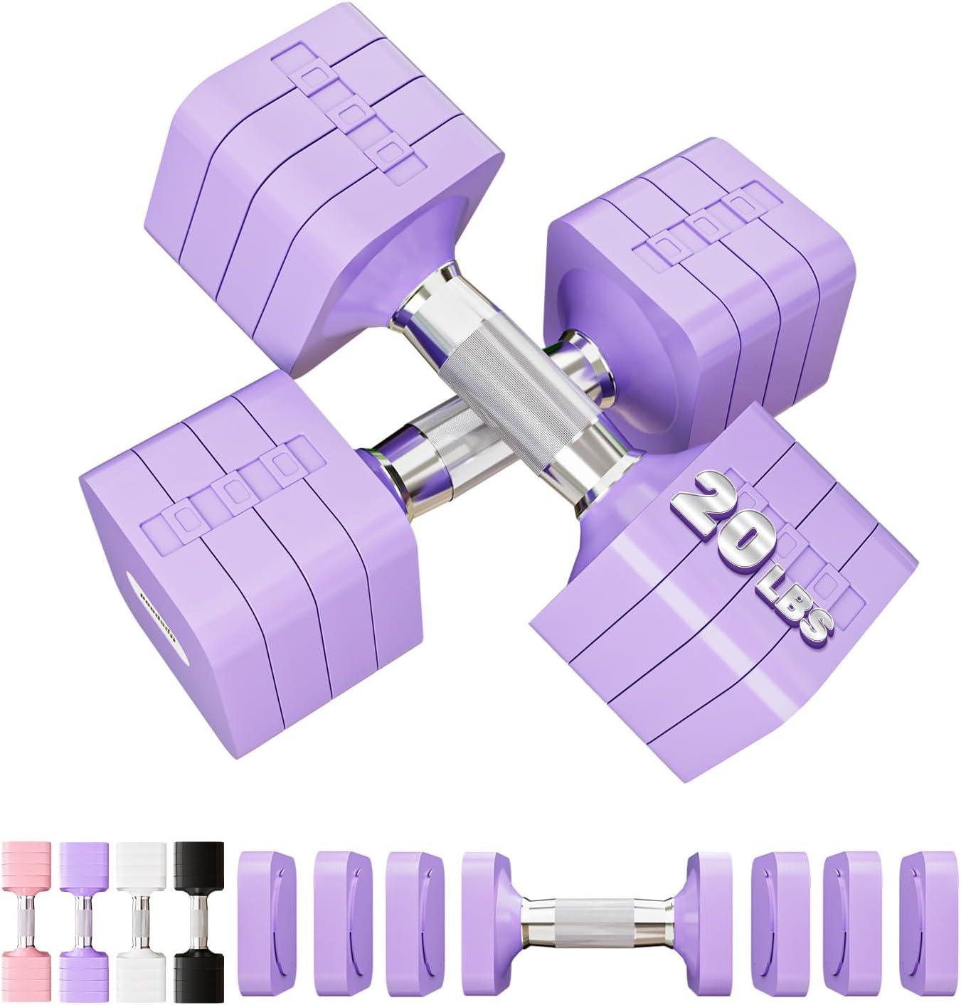 15LB 20LB 30LB 40LB 50LB Adjustable Dumbbell Set Free Weights Dumbbells Set for Women Men Hand Weights Sets Adjust Dumbbell Weight Sets for Home Gym Exercise Workout Strength Training Equipments