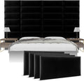 Vänt Upholstered Wall Panels - King/Cal King Size Wall Mounted Velvet Headboards - Velvet Black - Twin/King - Set of 4 Panels (Each Individual Panel 39'x11.5')