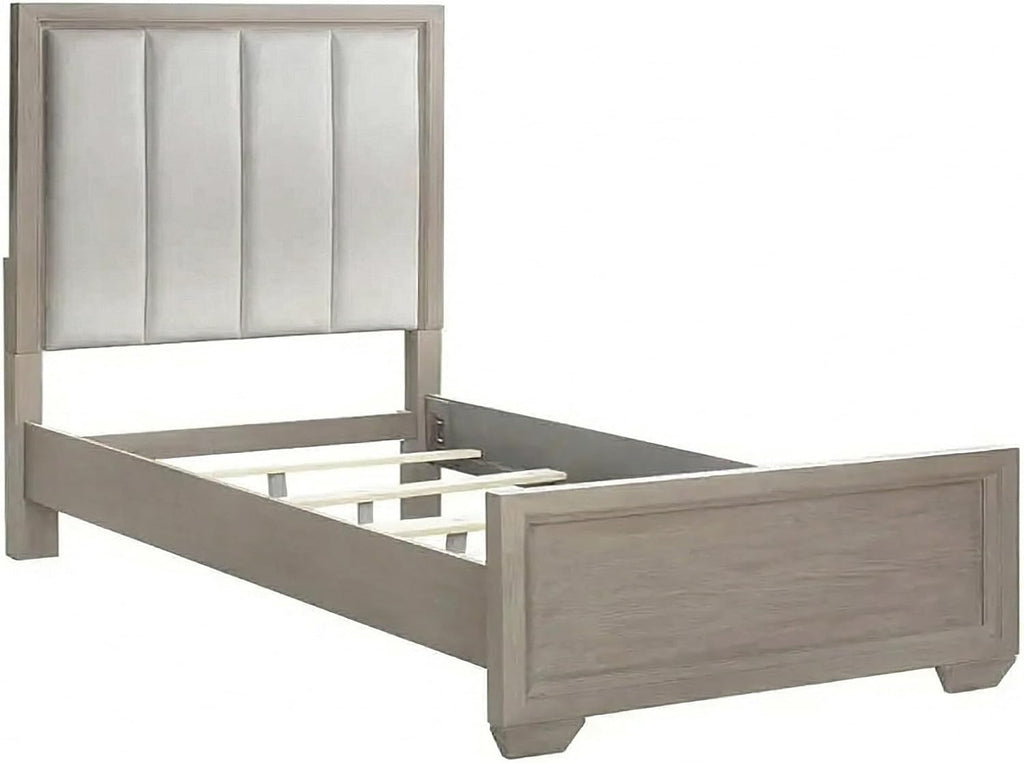 Roundhill Furniture Ennesley Gray Wood Upholstered Panel Bed, Full Size