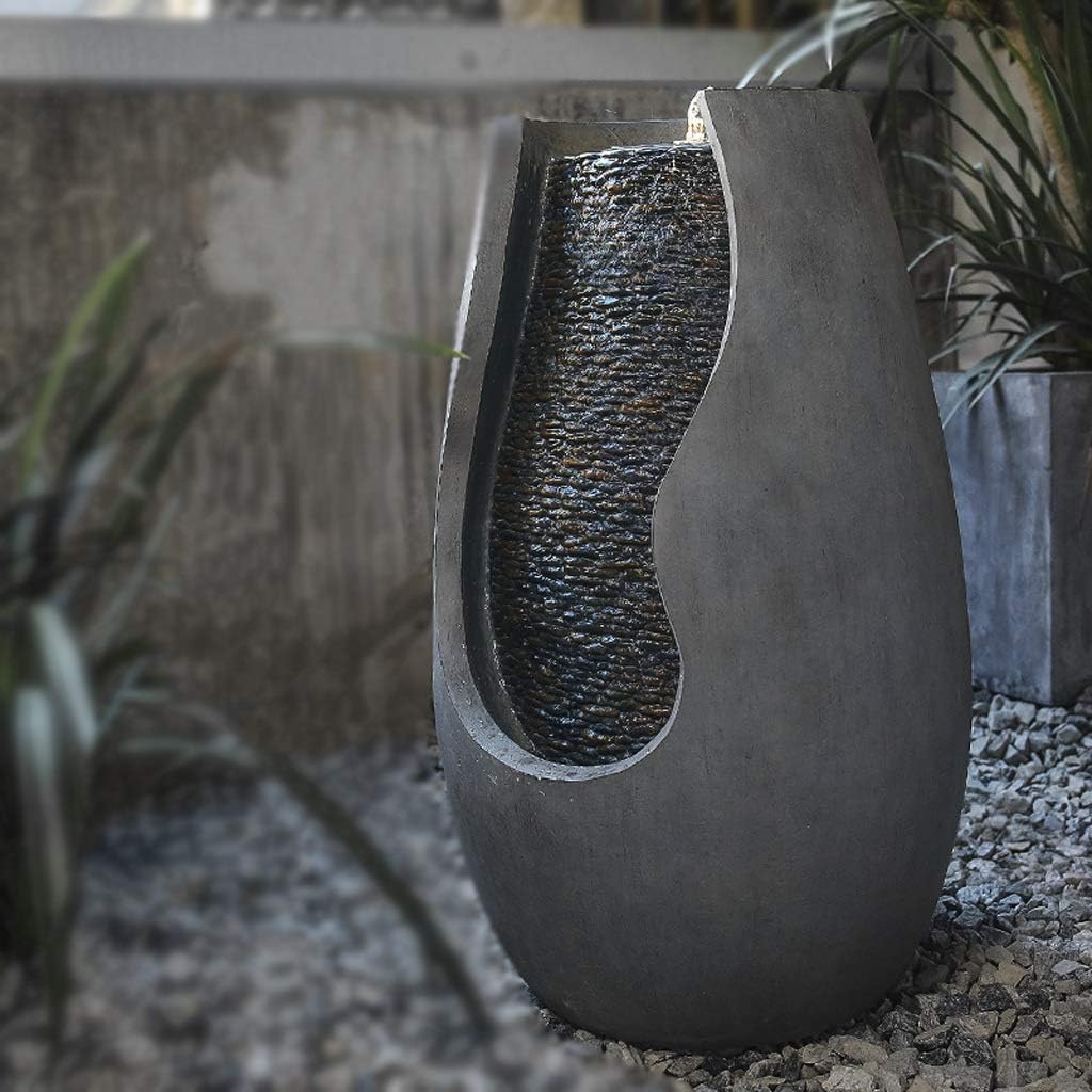 Indoor Fountain/Water Fountain 14.8' Spherical Fountain Resin Made to Simulate The Appearance of Cement Texture Indoor/Outdoor Garden Patio Fountain Tabletop Water Fountains,Gold
