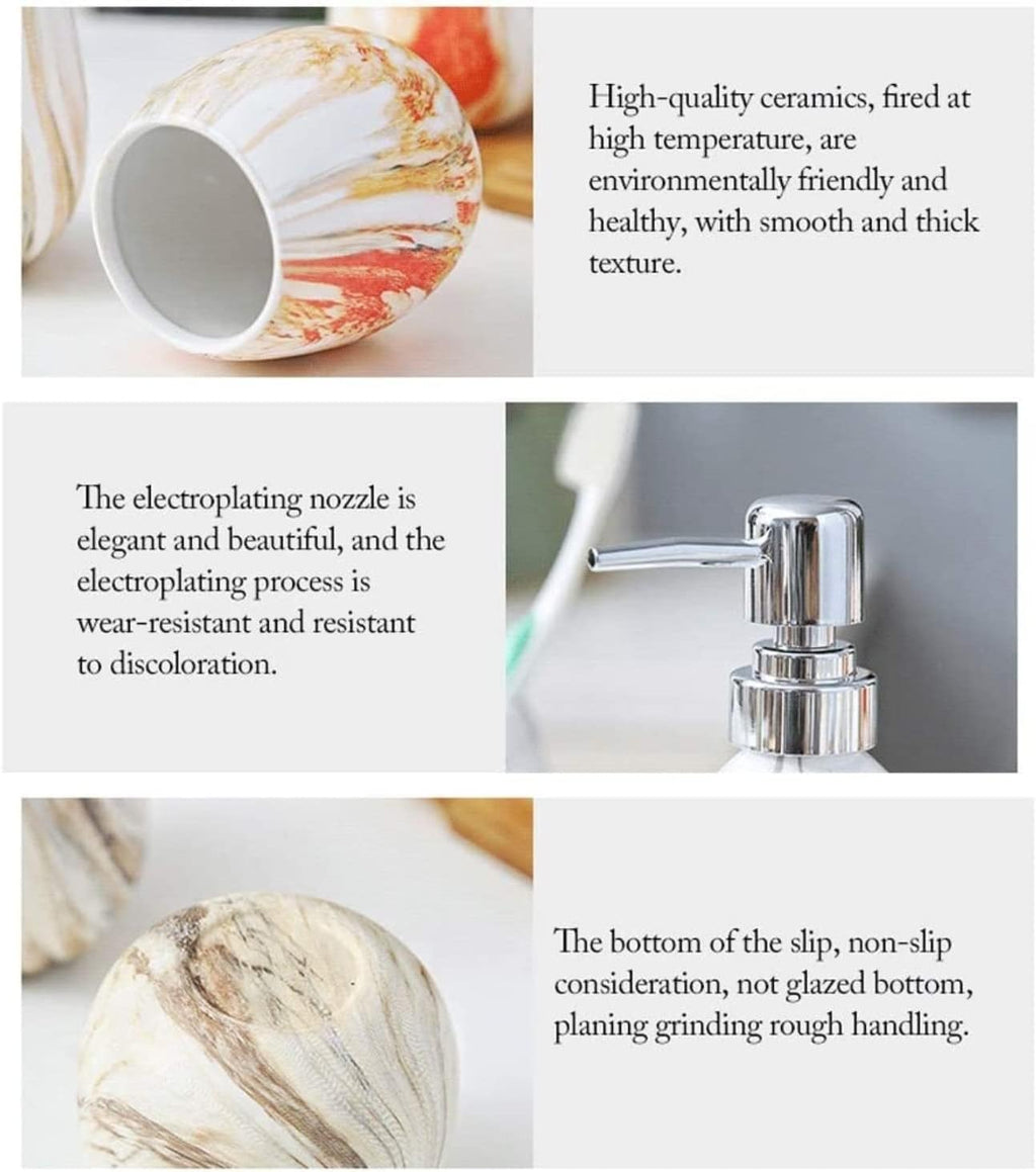 Vanity Bathroom Decor, Bathroom Accessories Set Soap Dispenser Art Texture 6 Piece Ceramic European Style Bath Set Collection Housewarming Gift