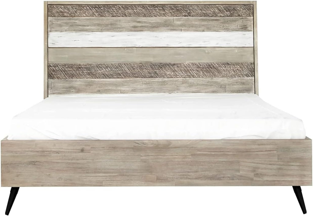 Armen Living Bridges 3 Piece King Bedroom Set in Two-Tone Acacia Wood