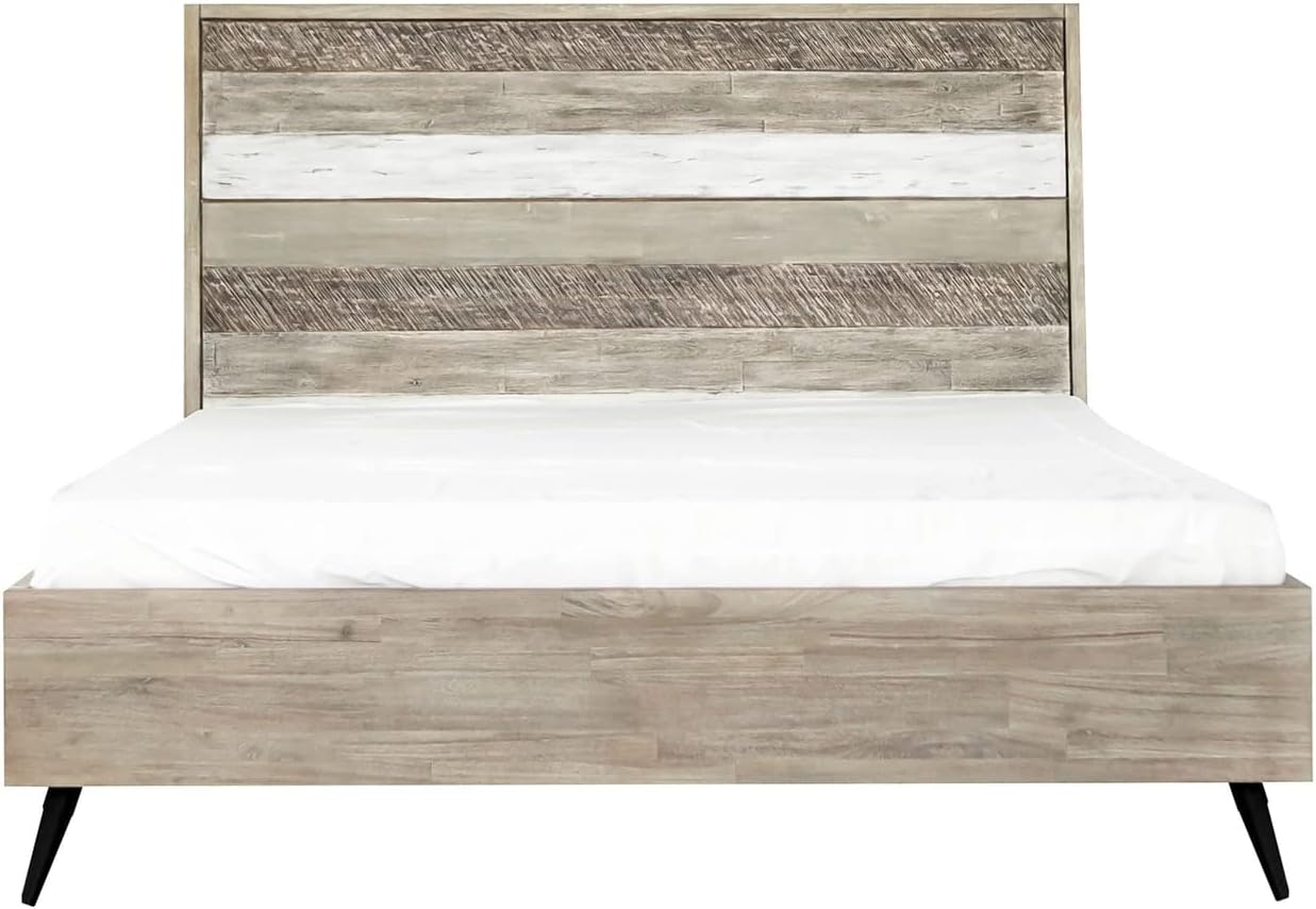 Armen Living Bridges 3 Piece King Bedroom Set in Two-Tone Acacia Wood