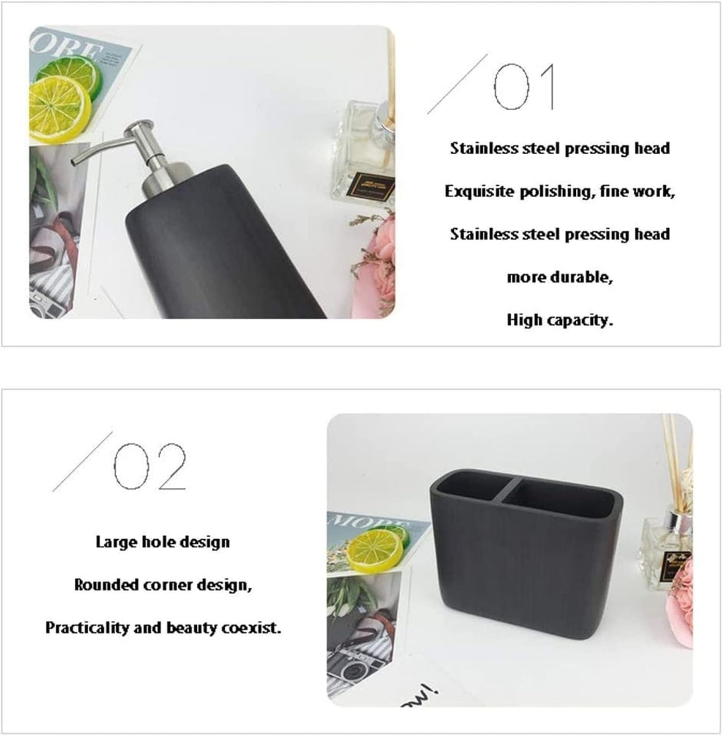 Vanity Bathroom Decor, Bathroom Accessory Set Modern Design European Style Resin Bathroom Accessory Set Imitation Wood Wash Set Housewarming Gift(White)