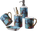 Vanity Bathroom Decor, Bathroom Accessory Sets Dream Blue Bathroom Five-Piece European Ceramic Mouth Cup Bathroom Toothbrush Cup Housewarming Gift