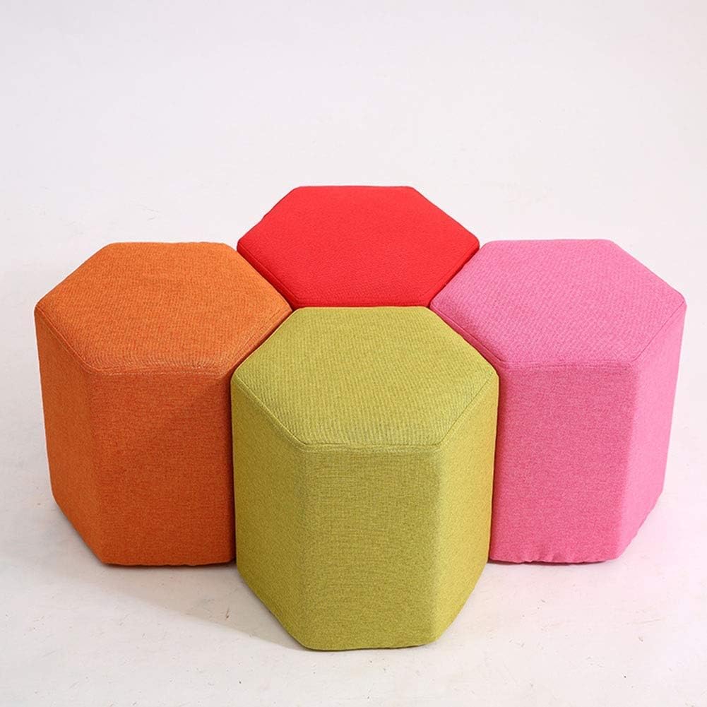 BTZHY Vanity Chair,Foot Stool Ottoman Change Shoe Bench Makeup Stool Rainbow Fabric Footstool Hexagon Upholstered Stools Foot Rest Wood Living Room ，13 Colors