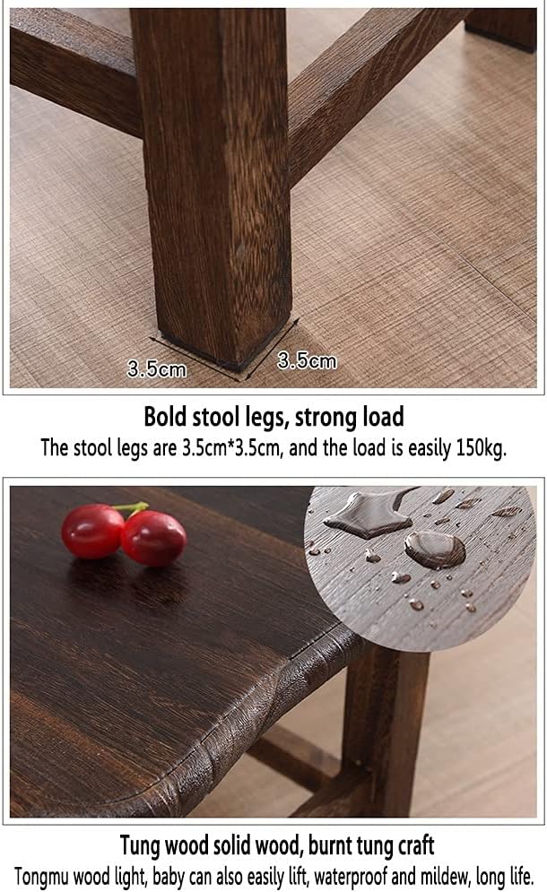 Foot Stool Change Shoe Bench Rounded Corner Design Adult Household Bedroom Living Room Solid Wood Stool Non-Slip Mat Bearing Weight 150kg Dressing Table Stoo