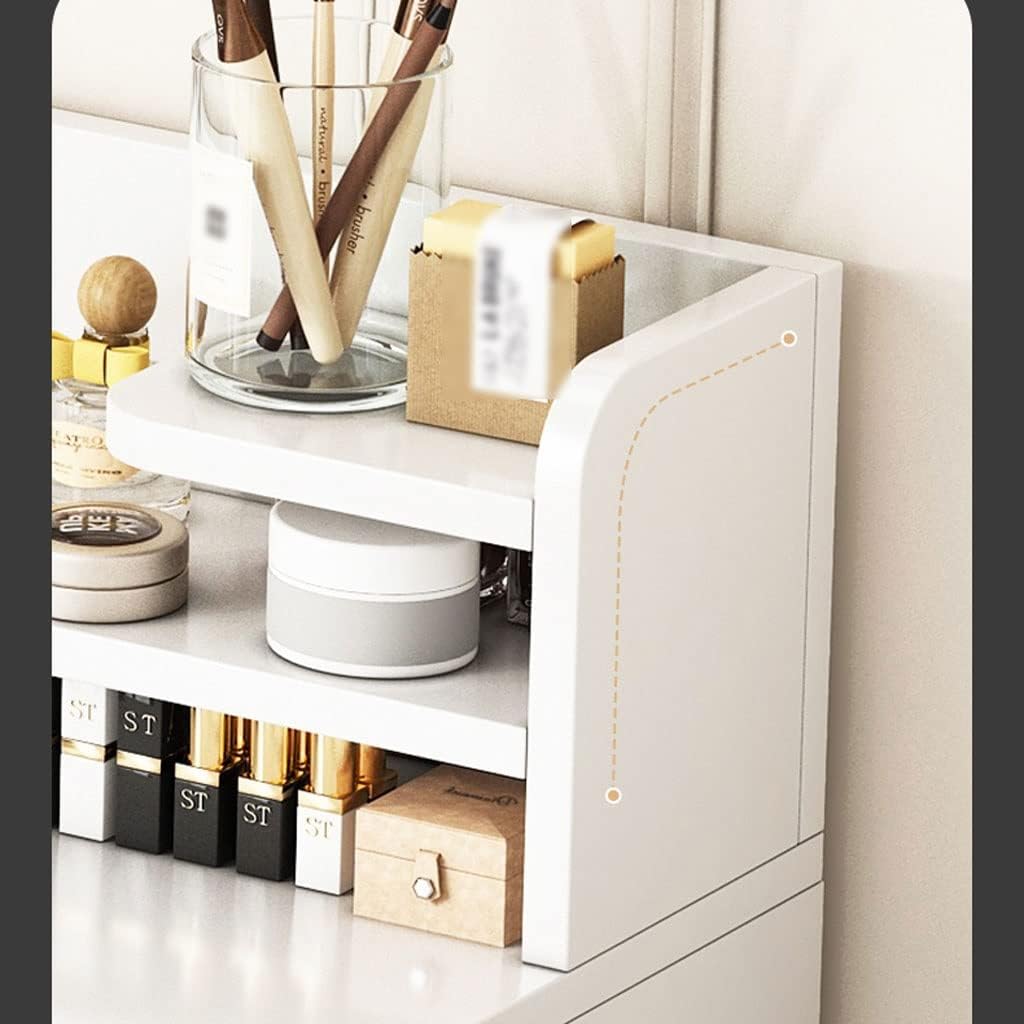 Vanity Benches Vanity Table Set Touch Screen Lighted Mirror, with 3 Large Drawers, Two Display ，Bottom Storage Shelf Ladies Or Girls Dresser (Color : A, Size : 100x40x119 cm)