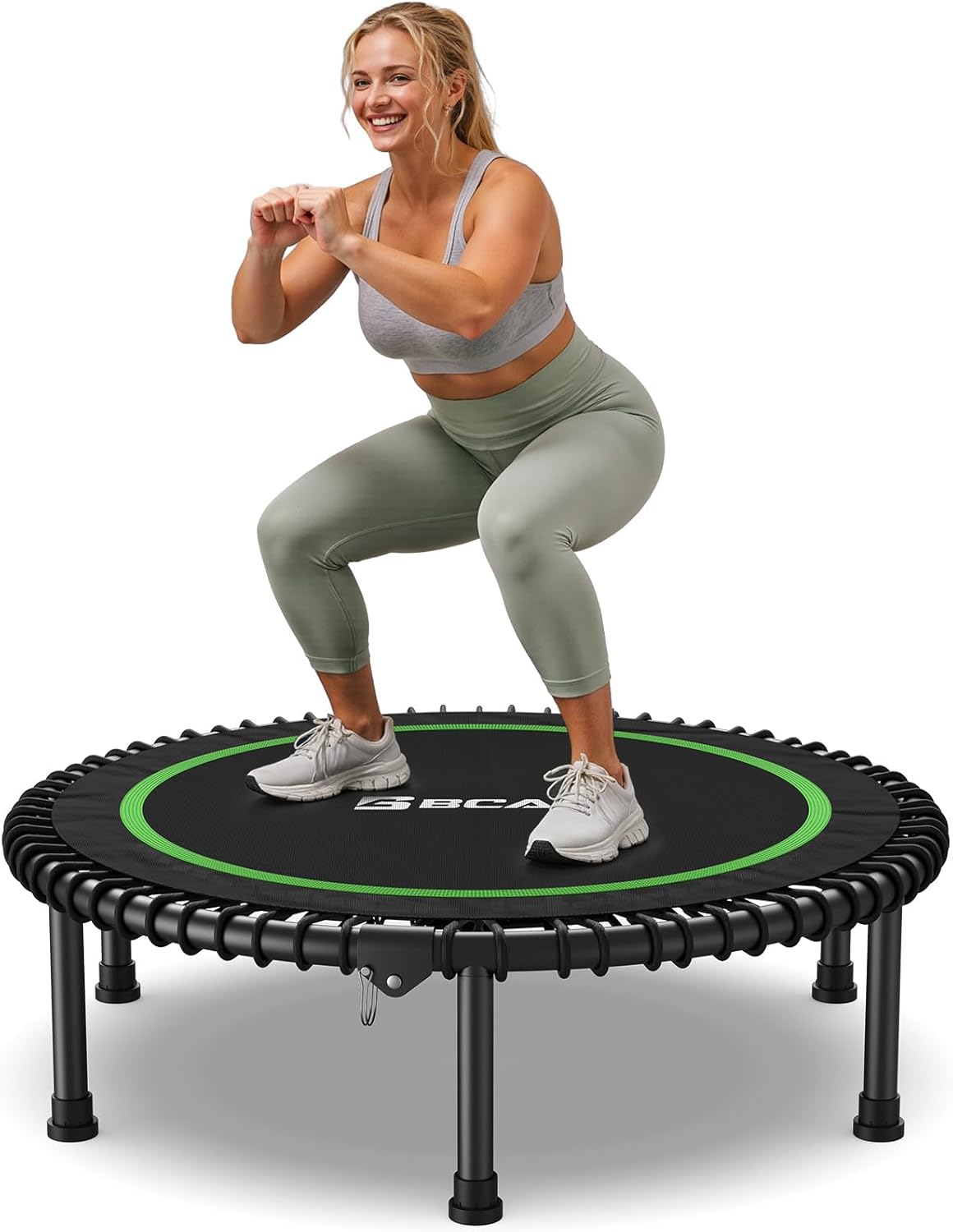 BCAN 450/550LBS Mini Rebounder Trampoline for Adults, 40'/48' Foldable Fitness Trampoline with Bungees, Quiet & Stable Exercise Trampoline Indoor/Home/Garden (BT2, Without Handle)