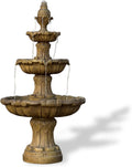 XBrand 58.3' 3-Tier Outdoor Freestanding Water Fountain - Classic Leaf Design, White Resin, Large Bird Bath with Pump - Ideal for Yard, Lawn and Garden, Porch Décor