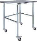 AmGood Stainless Steel Work Table Open Base & Wheels | Work Station | Metal Work Bench (Stainless Steel Work Table Open Base + Casters, 36' Long x 30' Deep)