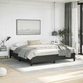 King Size Bed Frame with Faux Leather Finish and Engineered Wood Construction, Sleek Black Minimalist Design for Modern Bedroom, Durable Support up to 1102.3 lb, Easy
