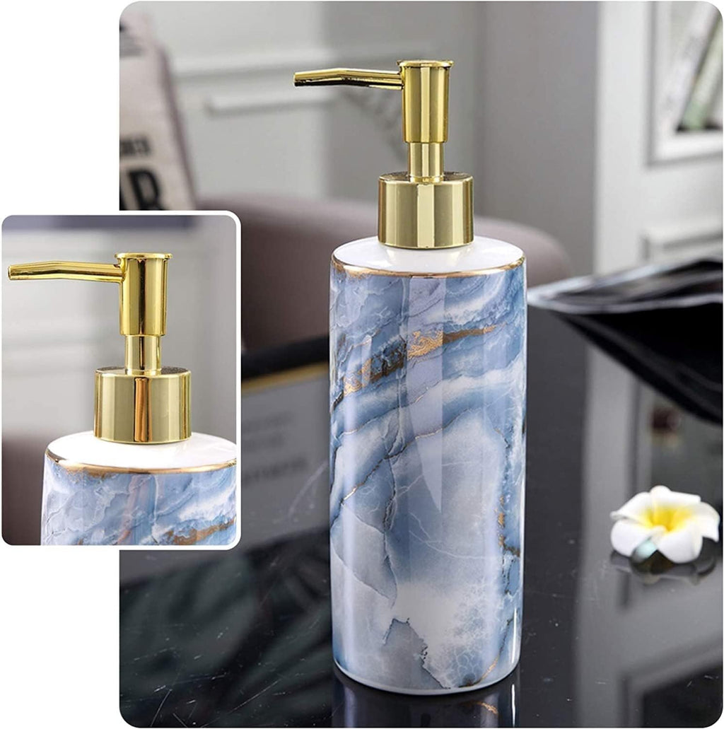 Vanity Bathroom Decor, Ceramic Bathroom Accessory Set Fashion Marble Pattern European Style Bathroom Kit for Housewarming Gift Housewarming Gift(D)
