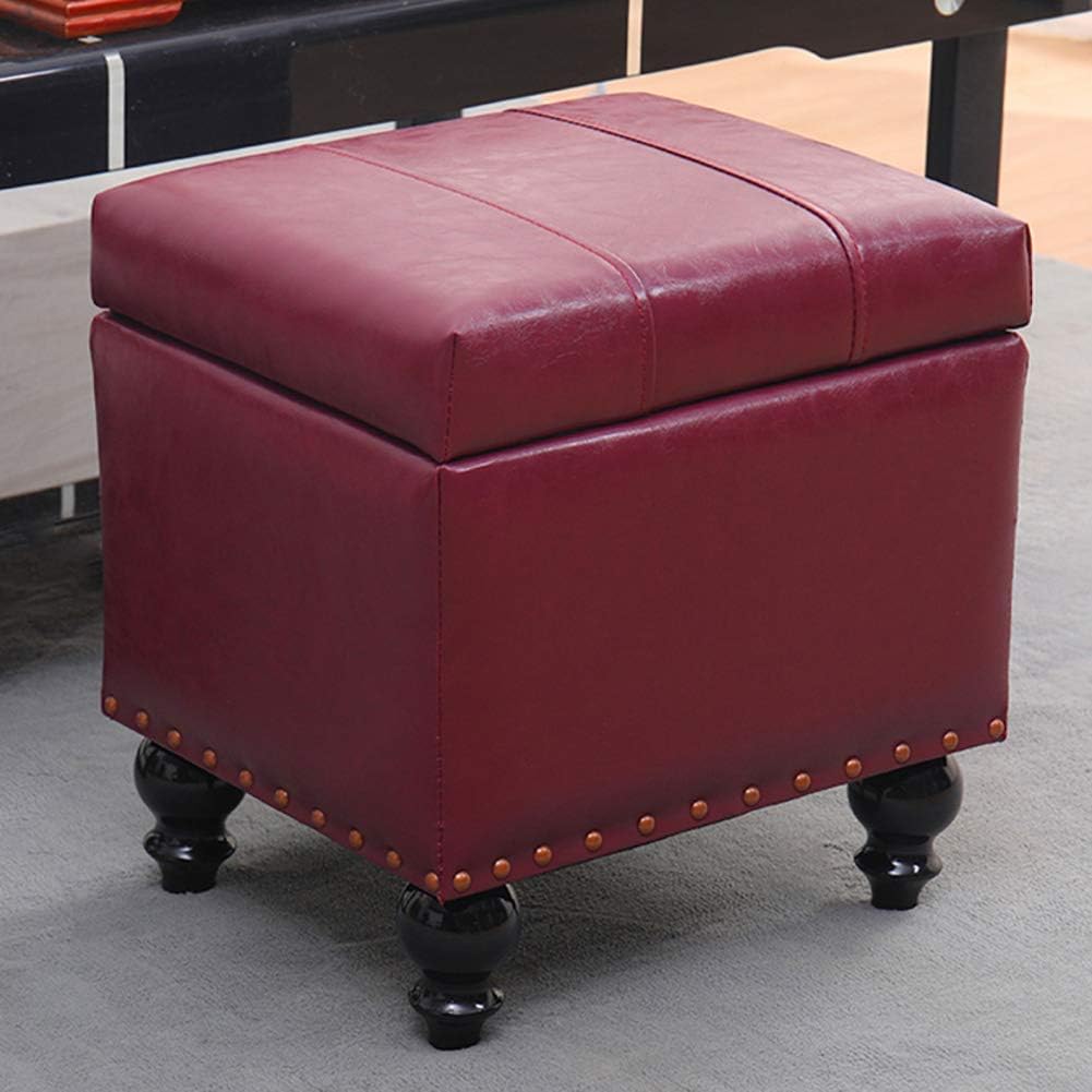 BTZHY Vanity Chair,Cube Faux Leather Storage Ottoman Foot Stool Pouf Bench Seat,Toy Box with Hinge Top Organizer Box Pouf Chest-a 40x34x40cm