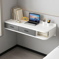 Floating Writing Desk with Storage Drawers Wall-Mounted Computer Table Hanging Corner Vanity Table Rounded Corners for Chamber Practical(White Right,100 cm)