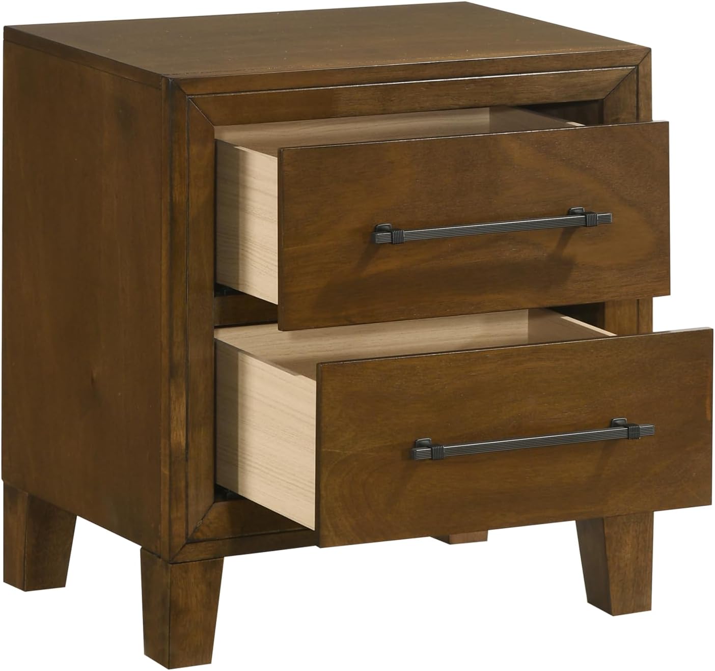 New Classic Furniture Ballard 4-Piece Wood Queen Bedroom Set with Nightstand, Walnut Brown