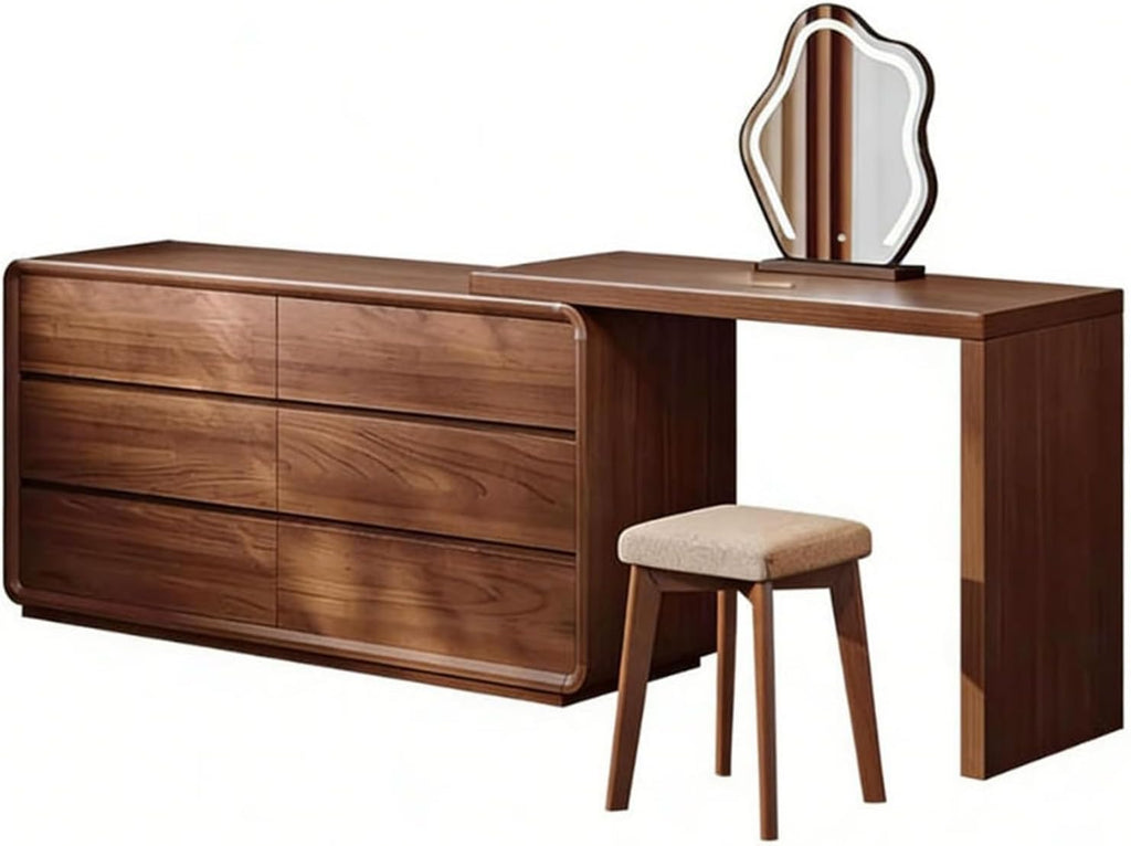 Vanity Table Solid Wood Vanity Dresser Beautifully Designed for Half-Corner Elegance and Roomy Storage Cabinet
