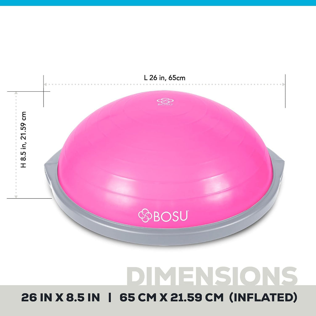 Bosu Balance Ball Exercise Trainer, Home Gym Equipment w/Guided Workouts & Pump, 26' Inflatable Fitness Platform for Strength Training, Standing, Balancing, and Core Workout