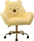 Impressions Vanity Winnie The Pooh Swivel Vanity Chair for Makeup Desk, Armless Rolling Chair with Wheels, Adjustable Height, 360 Degree Swing, Comfy Foam Padded Seat and Backrest (Yellow)