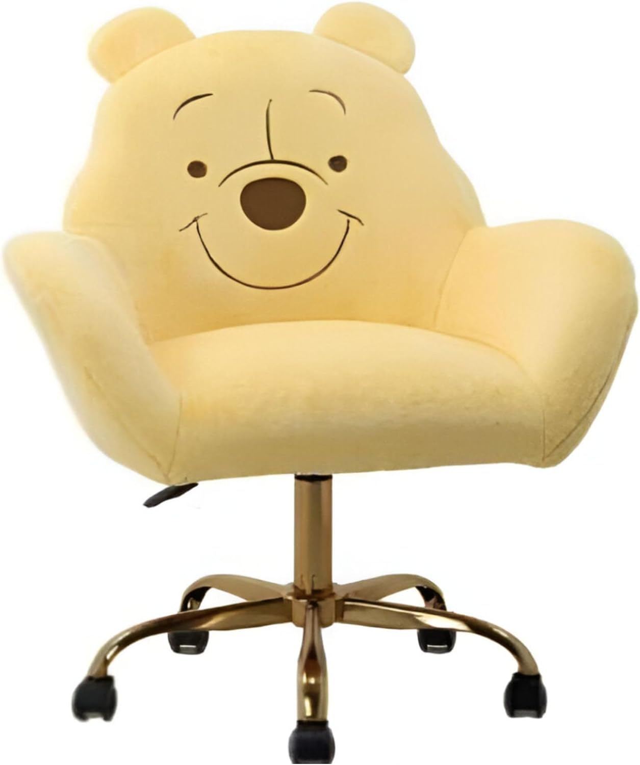 Impressions Vanity Winnie The Pooh Swivel Vanity Chair for Makeup Desk, Armless Rolling Chair with Wheels, Adjustable Height, 360 Degree Swing, Comfy Foam Padded Seat and Backrest (Yellow)